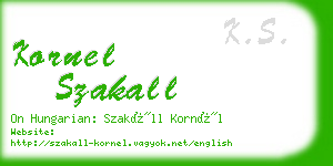 kornel szakall business card